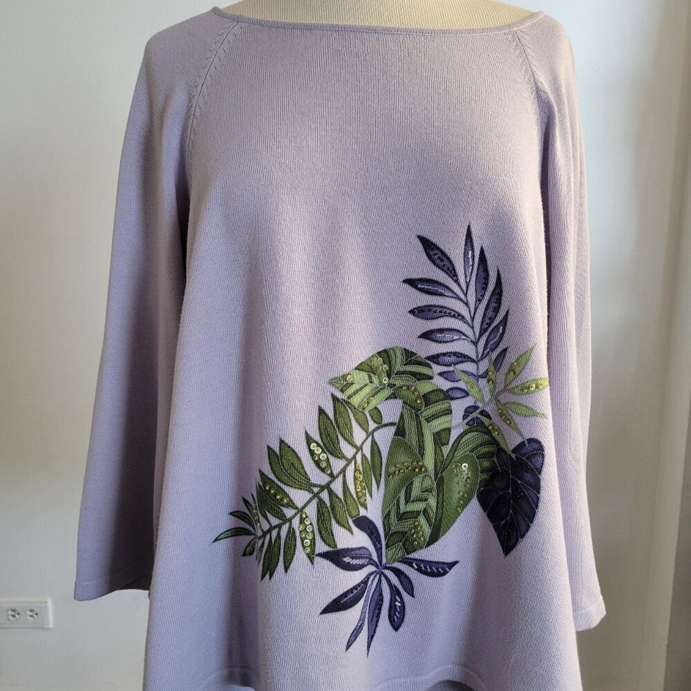 Josephine Chaus Light Purple Floral Swirl Tunic (Size: XL)